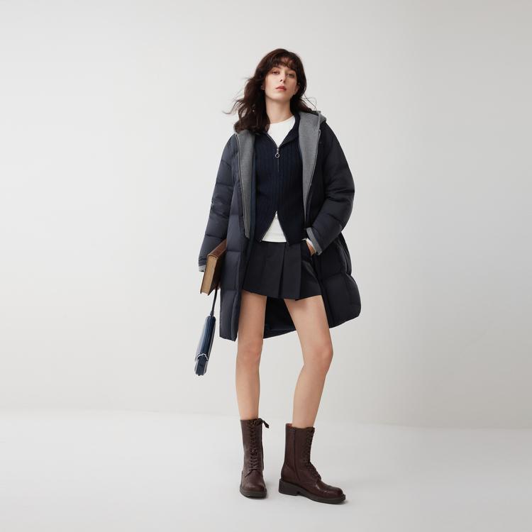 ELLE French Style Casual Loose Basic Versatile Long Sleeve Hooded Warm Puffer Jacket Women Outerwear EY53372