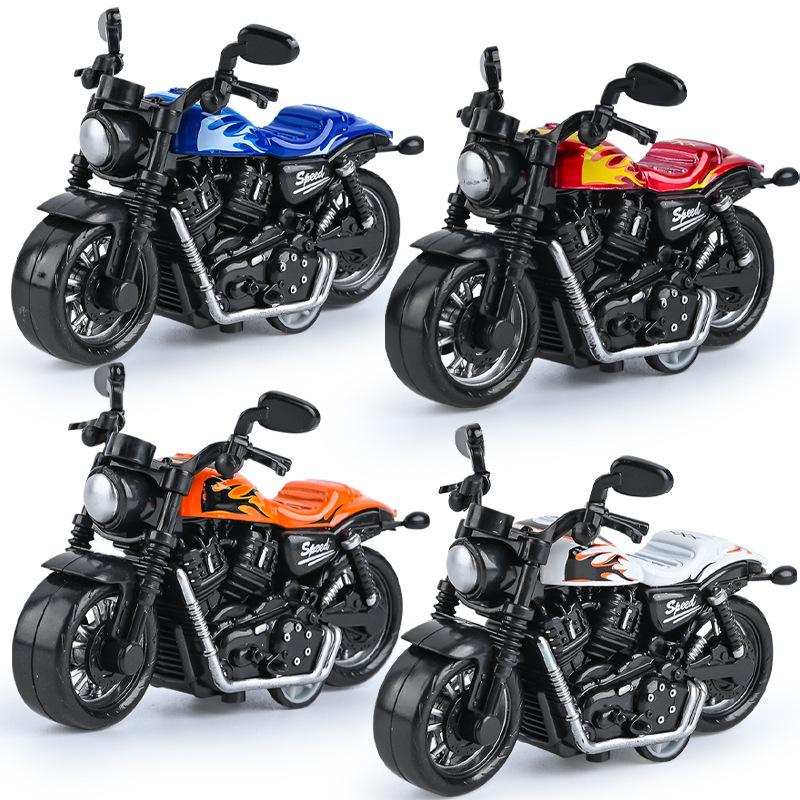 Douyin Kids' Pull-Back Alloy Motorcycle Model - Fire Dragon Toy for Boys