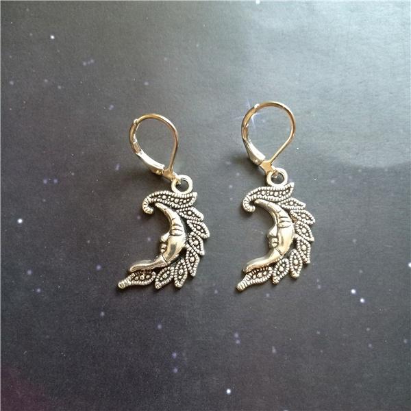 

Серьги с лунным рычагом на спине, подарок в виде полумесяца, украшения в форме полумесяца, небесные серьги, подвеска в виде луны, космические серьги, подарок подруге