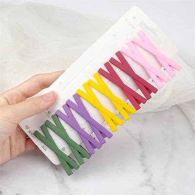 10PCS/Set Solid Color X Shape Hair Clips Basic Style Colorful Lovely Hairpins for Girls Children Hair Accessories Matte Barrette