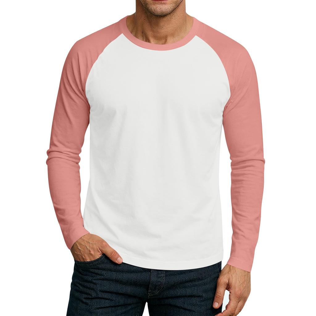 Men's Round Neck Plunger Long Sleeve T-Shirt Top