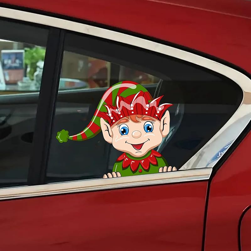 Santa Waving Hand Decal,3D Self-Adhesive Vinyl Sticker for Christmas, Polyvinyl Chloride Car & Window Cling, Suitable for Glass, Metal, Ceramic