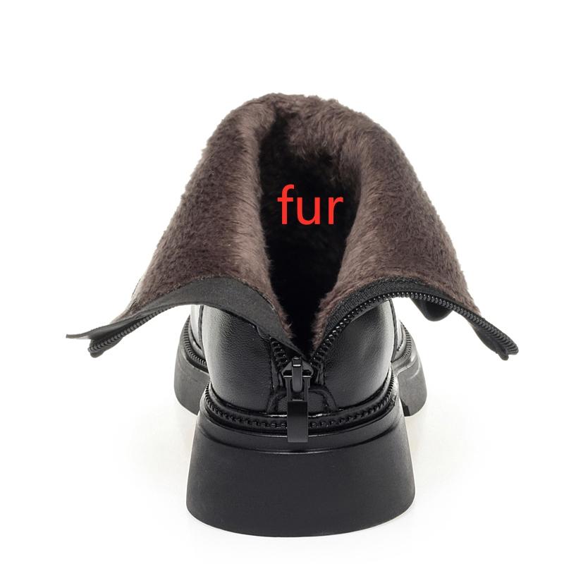 

Модные женские зимние ботинки AIYUQI из натуральной кожи, теплые зимние ботильоны, женские 2025, новые, из натуральной шерсти, большого размера, женские короткие ботинки 225