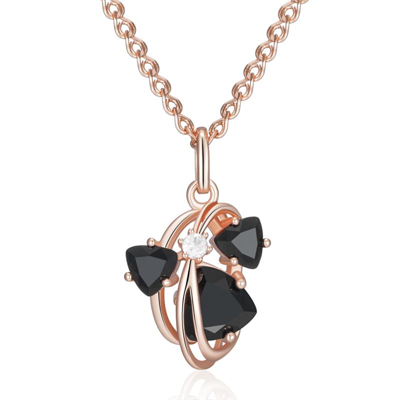 

Sparkling Black Natural Zircon Pendant Necklace For Women Rose Gold Color Vintage Wedding Party Fine Daily Jewelry