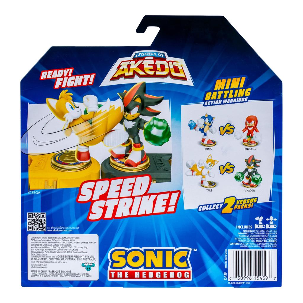 AKEDO Sonic the Hedgehog vs. Puck with Tail and Shadow Mini Collectible Battle Action Warrior, 2.25" Tall, Includes 2 Battle Controllers