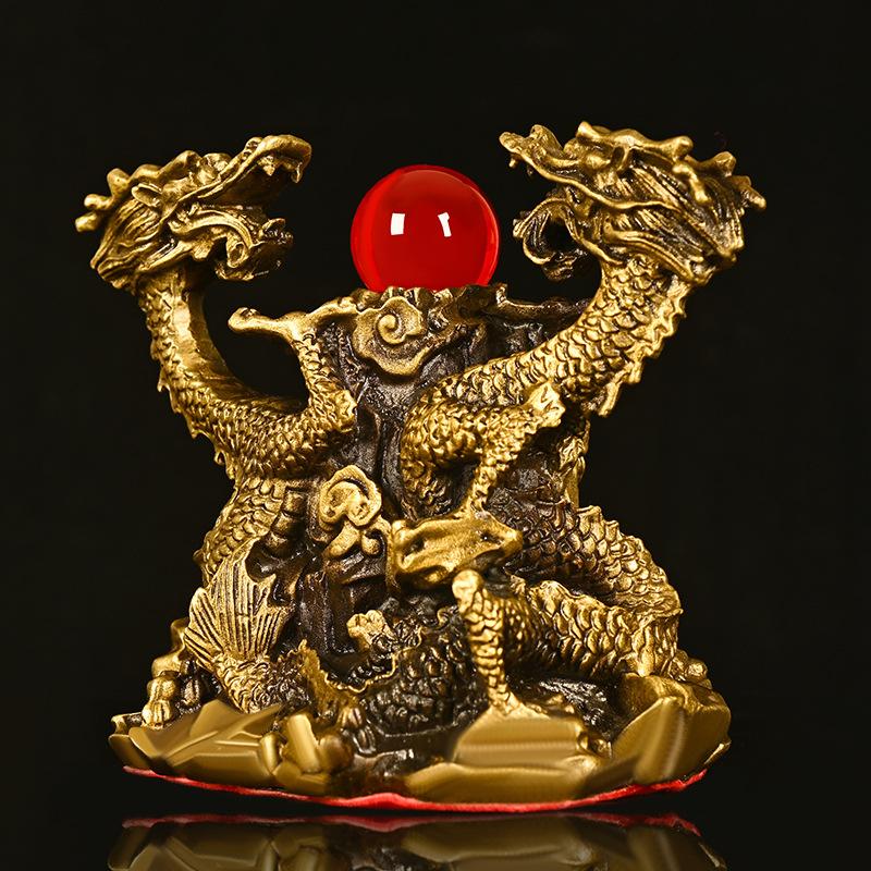 Bronze Auspicious Gold Wood Water Fire Earth Living Room Craft Zodiac Five Elements God Dragon