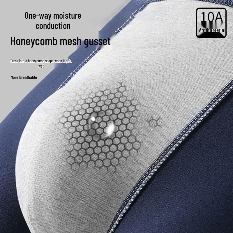 Yalu Men's Pure Cotton Antibacterial Boxer Briefs 4-Pack