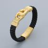 Bracciale Classico in Acciaio Inossidabile e Pelle di Mucca per Uomo Fascino Teschio Guanti Manette Nodo Bracciale con Charms Acciaio Inossidabile Gioielli per Festa Biker