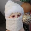 Neck Warmer Plush Ball Hat Ear Protection Women Knitted Beanie Crochet Hat Scarf Set  Cycling