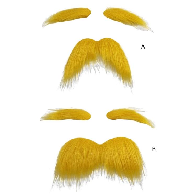 Yellow Mustache and Eyebrows, Halloween Cosplay Mustache and Eyebrow Set, Halloween Cosplay Costume Accessories