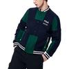 FILA Fleece Letter Embroidery Color Block Loose Long Sleeve Baseball Jacket Men jackets Secret-Mirror-Blue F11M319701F