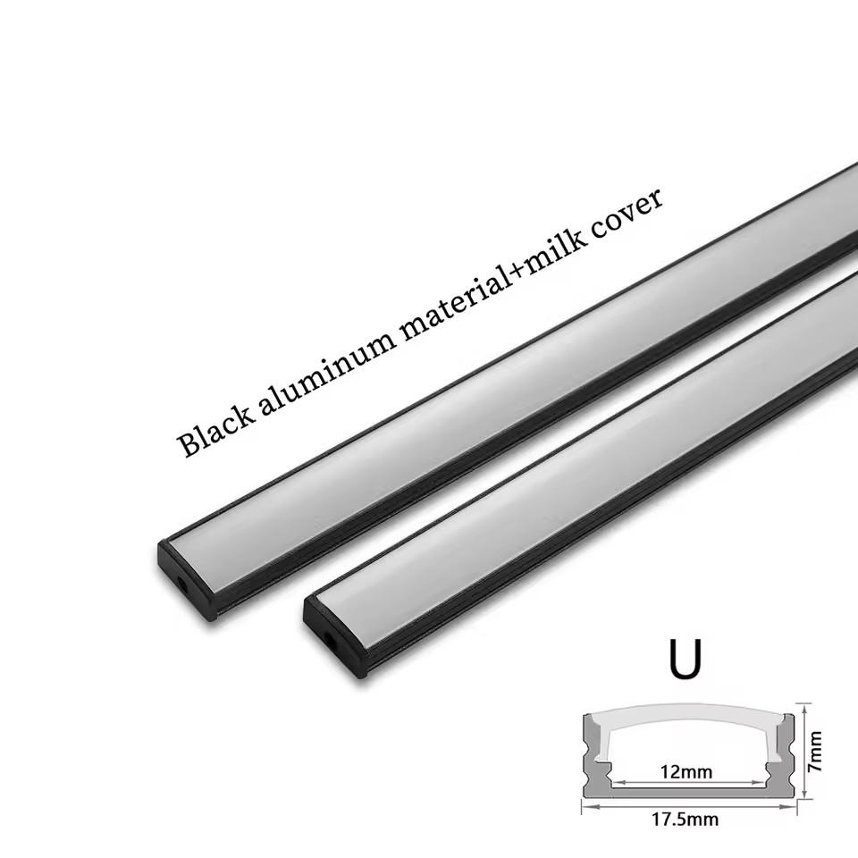 Schwarze Abdeckung 3-30 Fuß/Pack LED-Aluminiumprofil 0,5 m/Fuß U/V-Form Geeignet für 8-12 mm LED-Streifen Gehäusekanal led