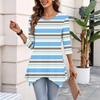 Women's Three-Quarter Sleeve Casual Pullover Top for Daily Wear