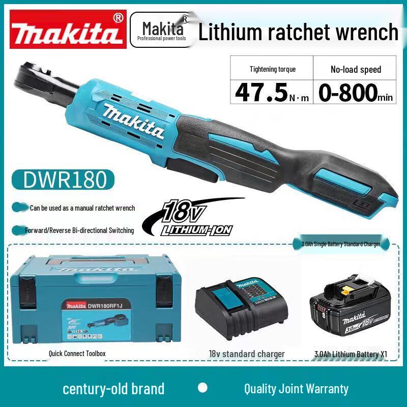 Makita DWR180 18V Бесщеточная аккумуляторная угловая трещоточная гайковерт Штепсель CN (адаптер в комплекте)