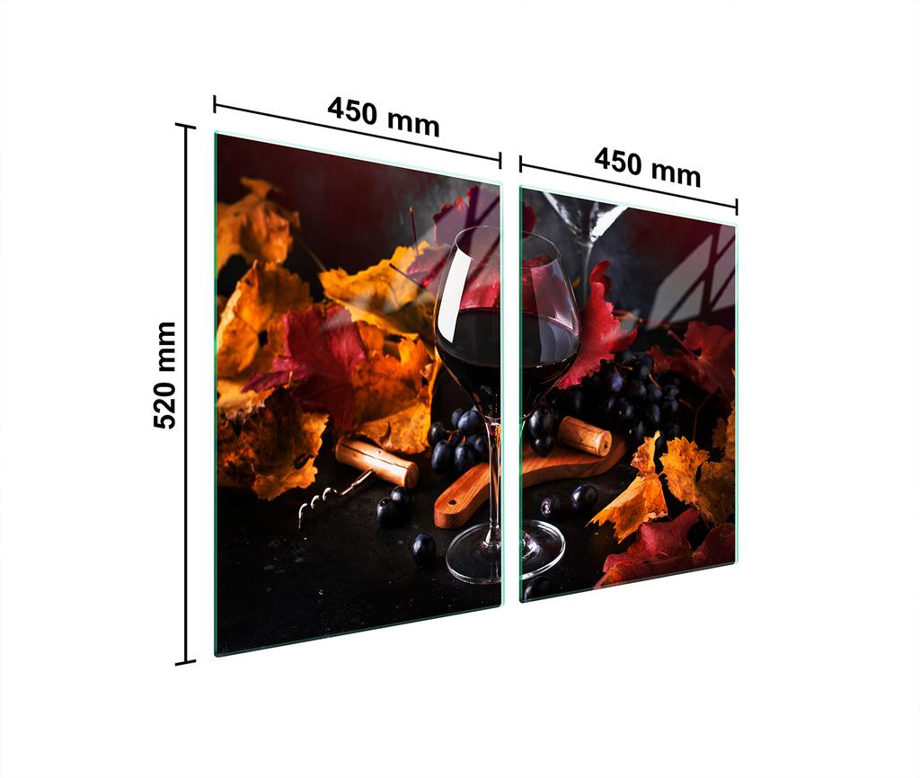 Glass protective plate for the stove 2x45x52 Wine