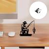 Escultura Clássica de Pescador em Ferro Fundido Ornamento Elegante de Mesa Presente Único Para Pescador Decoração de Casa Jardim
