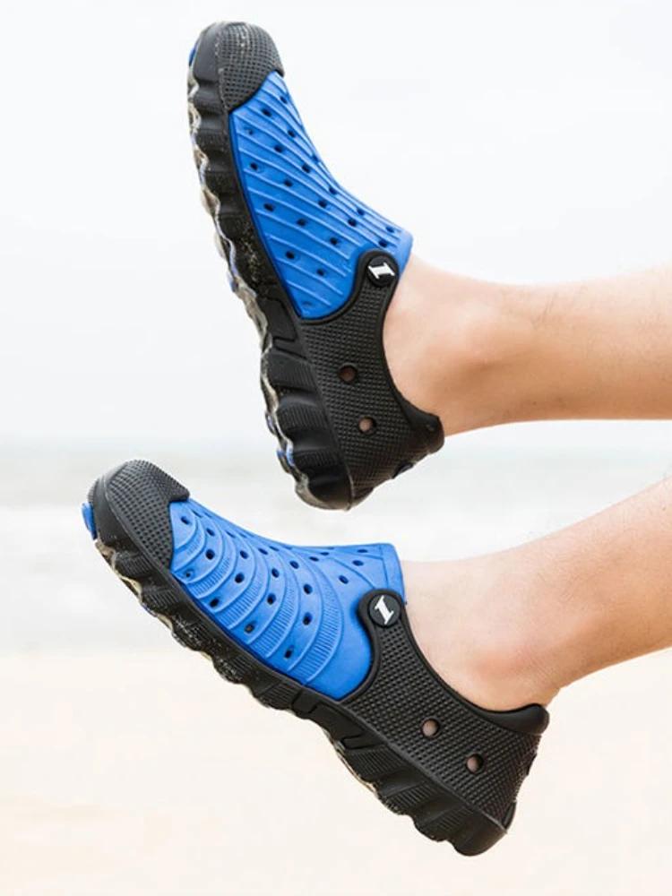 Fashion With Platform Shoes for Men Height Hole Rain Boots Luxury 2025 Stylish Trend Expensives Pvc Outdoor Daily Use Color Man Sandals