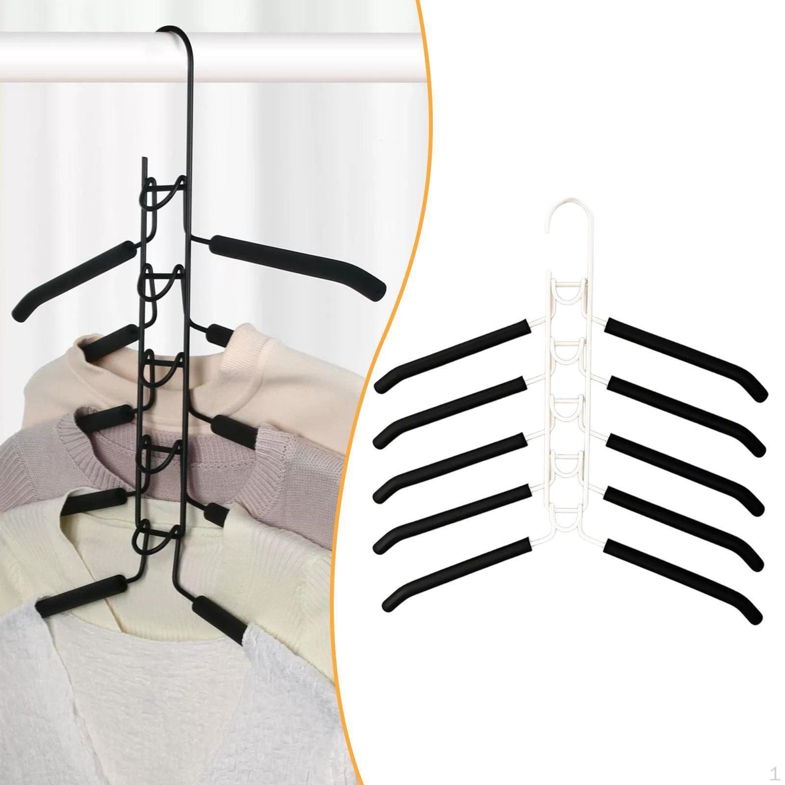 Multi Layer Clothes Hanger 5 in 1 Shirt Heavy Duty Sturdy Multifunctional Space Saving Closet Black White 1100₽
