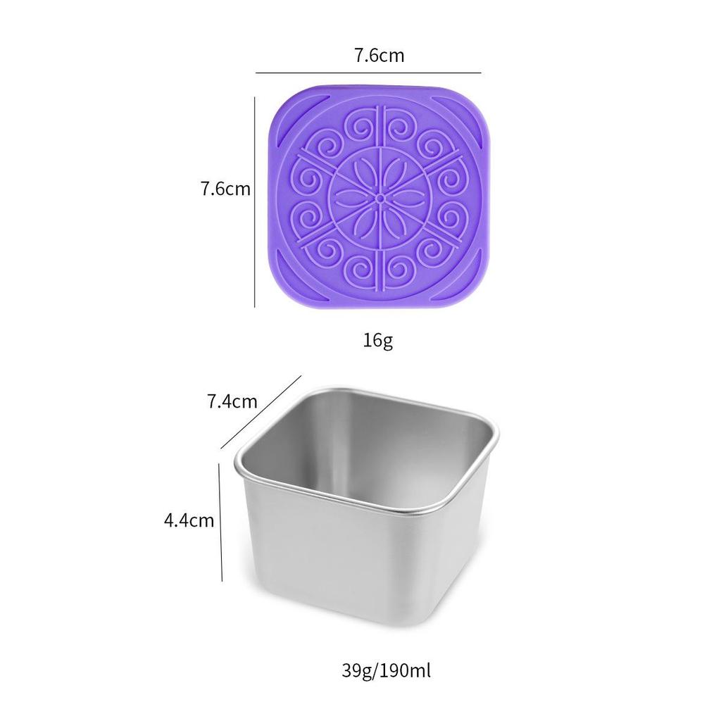 304 Stainless Steel Sauce & Salad Dressing Container with Silicone Lid - Leakproof Square Snack Lunch Box