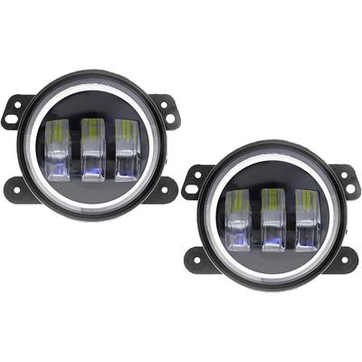 Pair 4 Inch Round LED Fog Lights Driving Lamps Halo for Jeep Wrangler JK TJ LJ