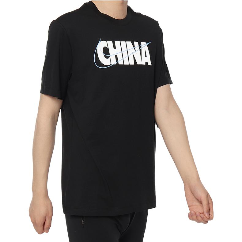 Nike T Shirts Men's Black Crew Neck Moderate Straight Fit CI9641-010