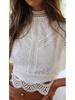 2024 Summer European & American Sexy Hollow-Out Geometric Lace Chiffon Blouse