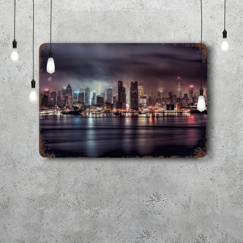 nyc skyline Vintage Metal Tin Signs Posters Decor Retro Metal Plaque Wall Art Decor for Garage Bar