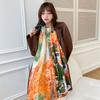 Simple Gradient Colour Oil Painting Ladies Air-conditioning Room Shawl Liqin Satin Silk Scarf