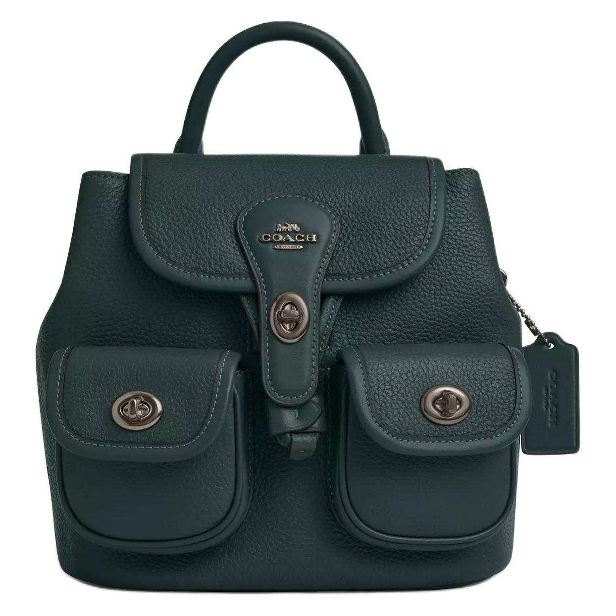 

Coach Hadley 23 Logo Design Leather Backpack Medium Women Backpacks Dark-Teal CBH09-QBCEH Basic Set (Bag+Dust Bag)