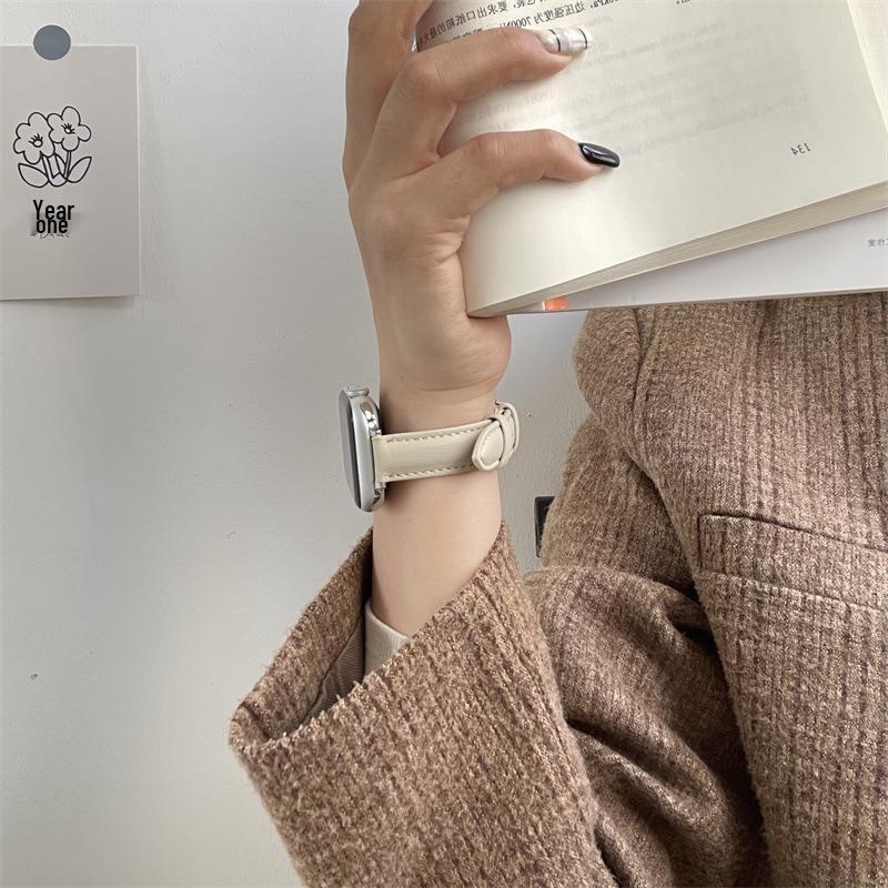 Compatible Starlight Lambskin Lychee Pattern Wristband for Apple Watch Series iWatch 3-9, SE