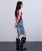 NUAKLE (W) Cut Edge Half Denim_Blue
