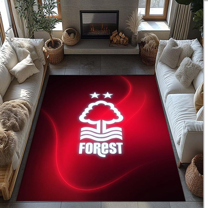 Nottingham Forest Fußball Druck Kristall Samt Teppich, Bequemer Wasserabsorbierender Rutschfester Innenboden Teppich