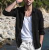 Camisa informal de algodón de manga larga de color liso para hombre de estilo europeo y americano - Envío gratuito