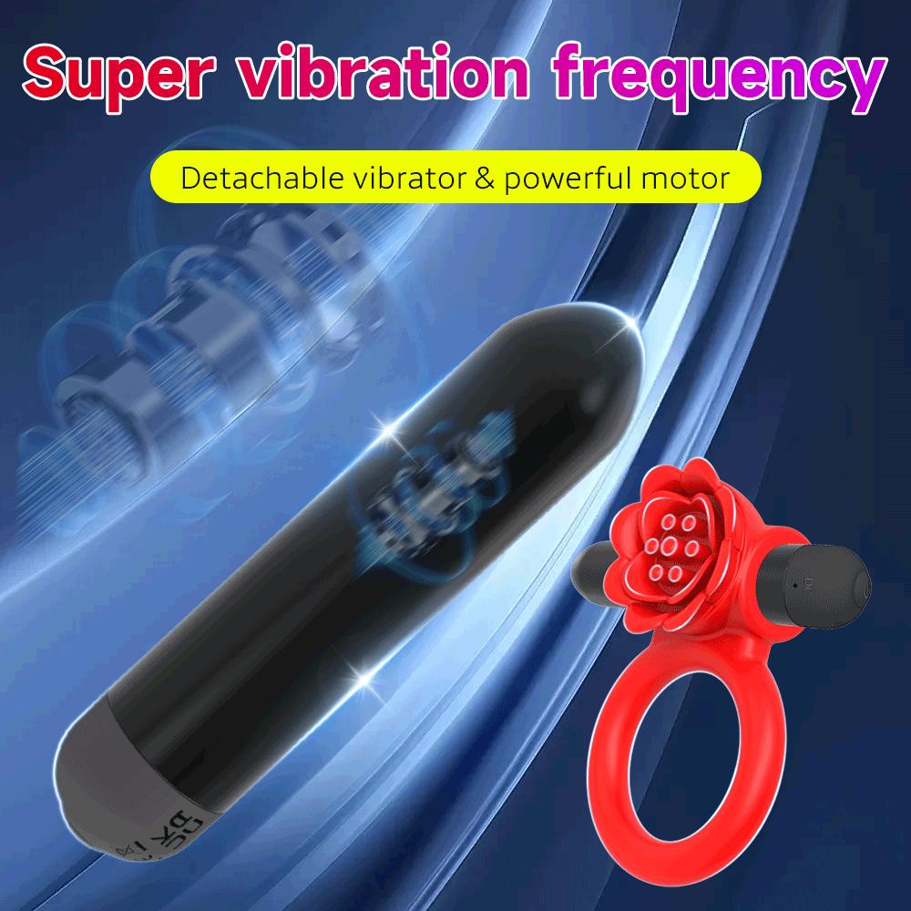 Rose Penis Ring Sex Toy for Man 10 Vibrations Pleasure Cock Rings Vibrator Clitoris Nipple G Spot Stimulator Adult Couples Goods