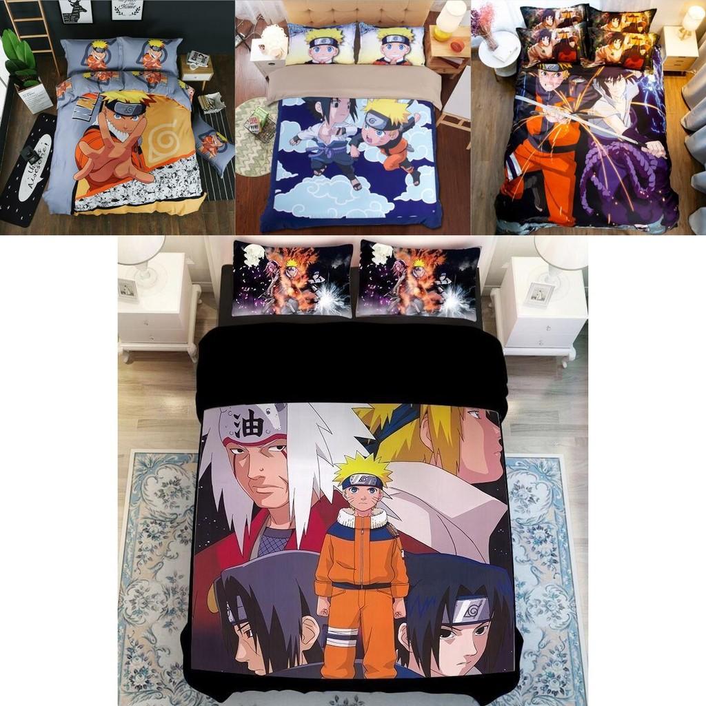 Naruto Anime Bettwäsche-Set, Bettbezug und Kissenbezüge, lebendiger Retro-Stil für Schlafzimmer