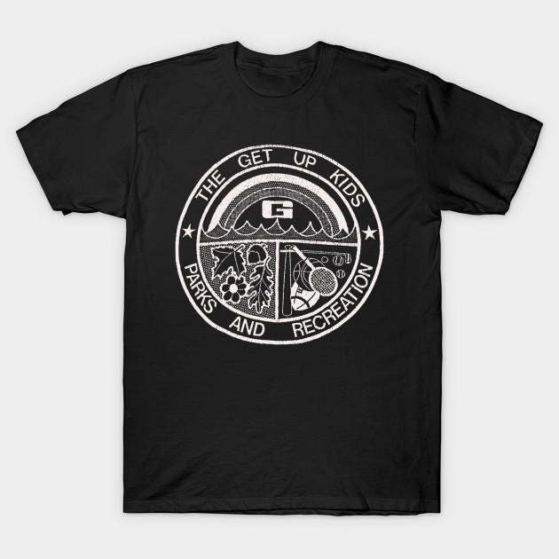 

Men Black Print T-shirt The Get Up Kids Parks Recreation Badge No-Cut Transfer Paper Print Cotton Tshirt L чорний