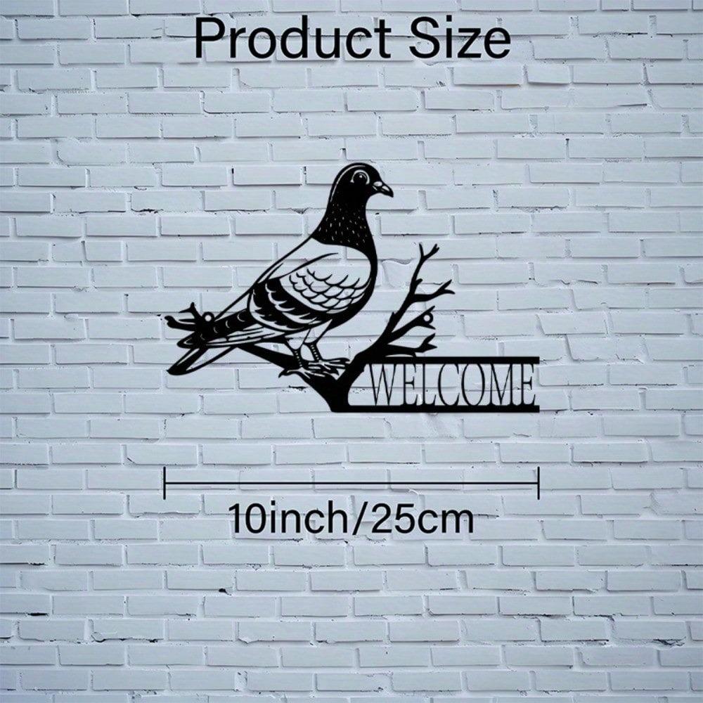 Minimalist Dove Metal Wall Art Welcome Sign Branch Design Outdoor Indoor Door Decor