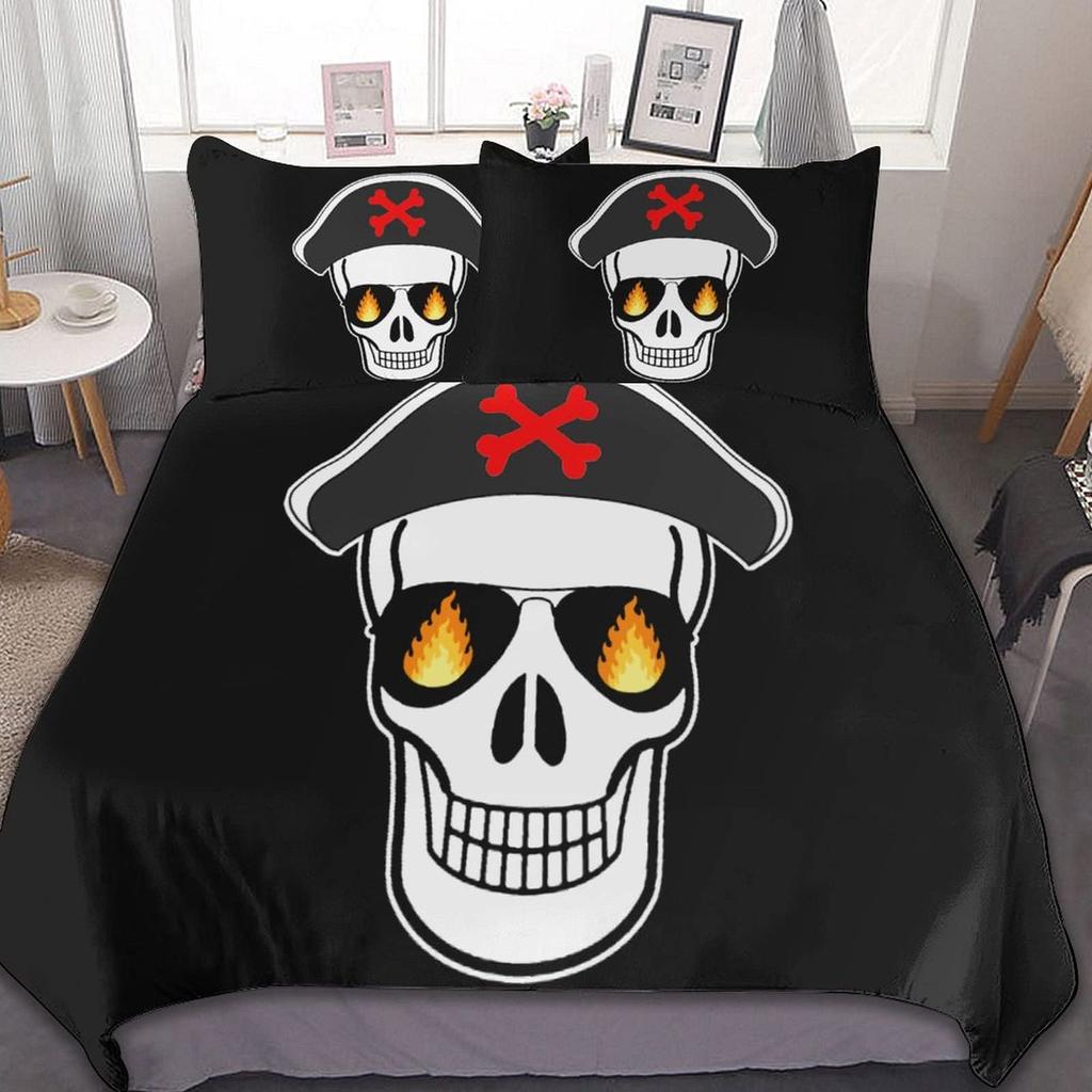 Pirátský povlak na přikrývku Žraločí zátoka Ostrov Tortuga Karibské vody Retro Jolly Roger Hořčicově modrá Dekorace do ložnice Ženy Děti Muži