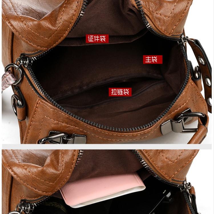 IELGY Retro Boston Bag Shoulder Crossbody Fashionable All-Match Large-Capacity Handbag