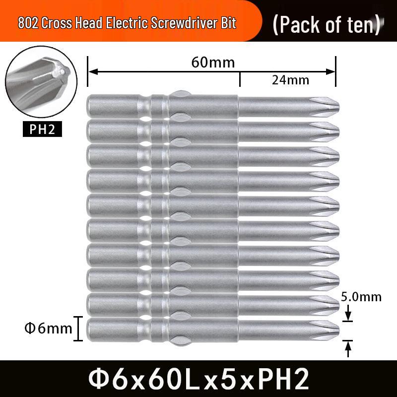 Nigao 802 Magnetic S2 Steel Electric Screwdriver Bit, 6mm, 60/80mm Length