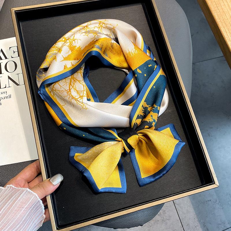 New Korean Style Antique Flat-angle Small Scarf with Fashionable Collarbone Decoration Warm Scarf with Headband Tie Bag