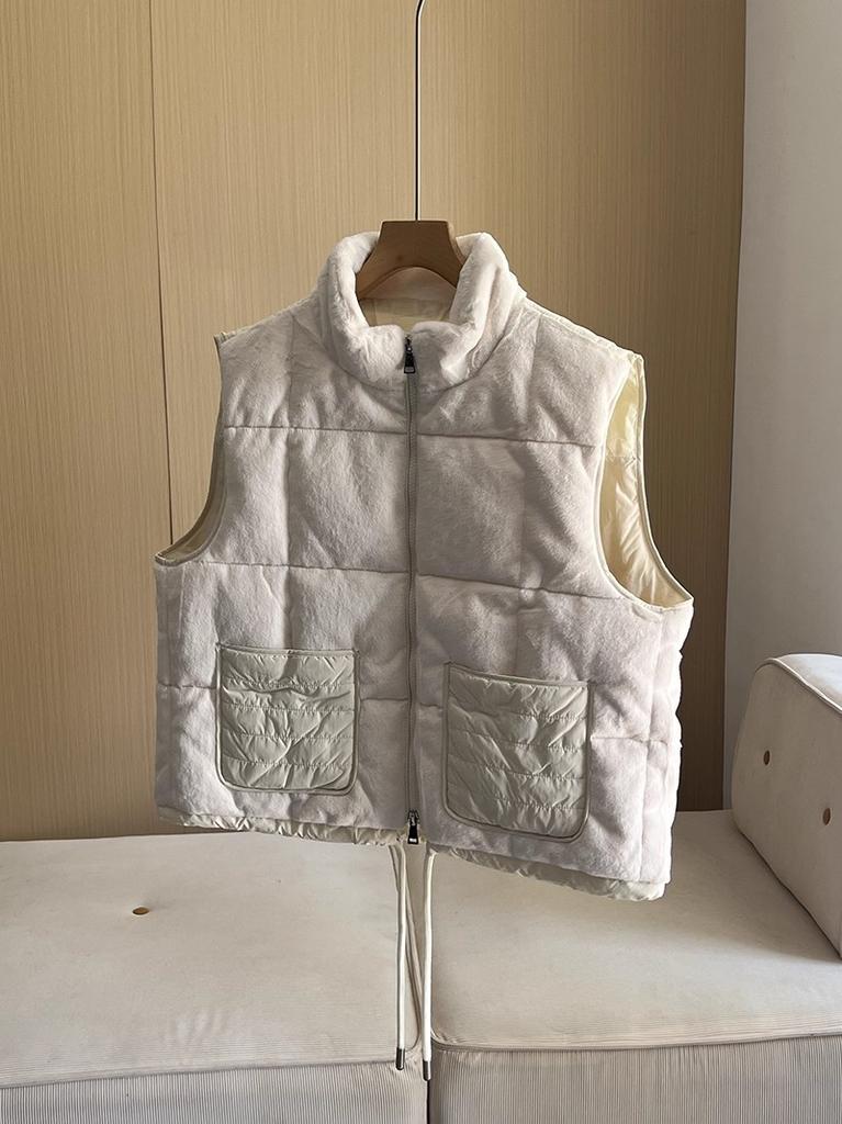 New stand-up collar white duck down straight short loose down vest down jacket vest women's tide European goods