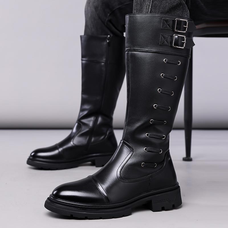 Men’s Motorcycle Boots Western Boots Black Jockey Boots Casual Brown Street Style Cool High Boots Plus Size