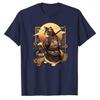 Samurai Katze ADHS Arbeit Ordentlich T-Shirt Lustiges Japanisches Stil Grafik T-Shirt für Unisex Kurzarm Lässiges Oberteil Einzigartiges Parodie Geschenk Präsent