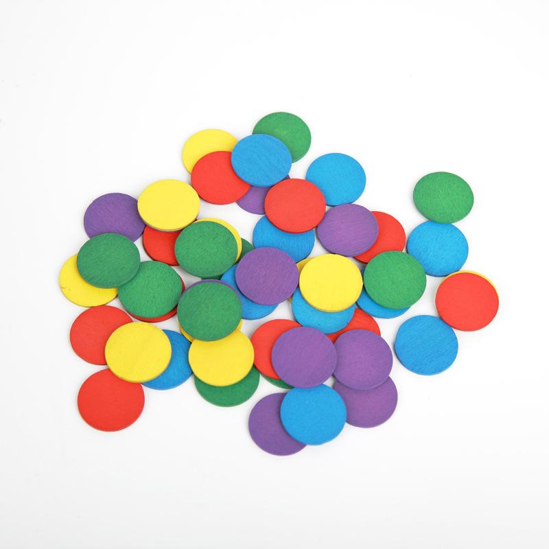 50 Pcs Wooden Pieces Puzzle Board Game Colorful Chess Pieces For Diy Games Accessories 25Mm