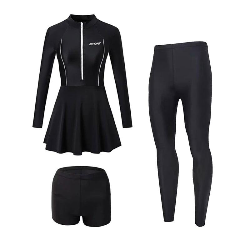 Extreme Swimsuit Women's 1011 New Long Sleeve Conservative Split Sunscreen Swimsuit Women's Skinny Hot Spring Swimsuit