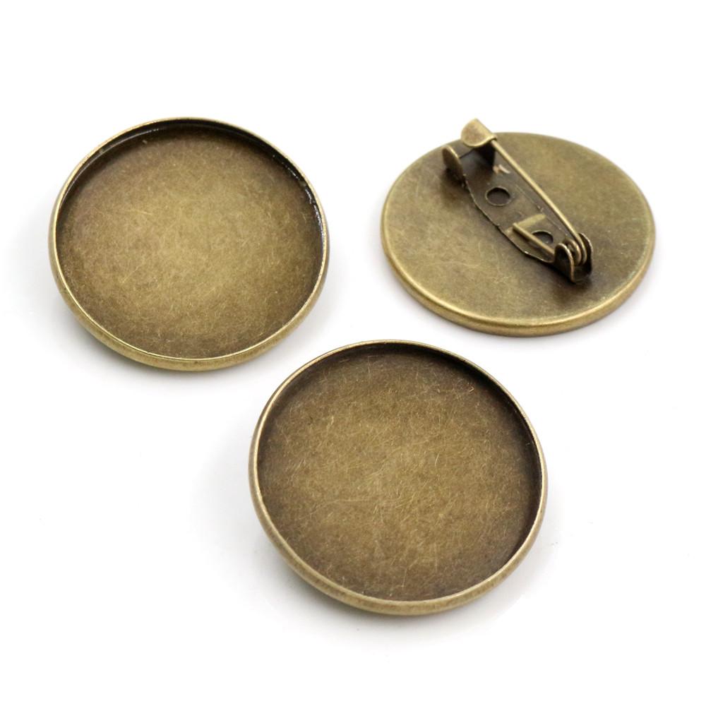 

New Arrive 10pcs 25mm 5 Colors Plated Brooch Style High Quality Cameo Settings Cabochon Base Brass Copper Blank Tray бронзовий
