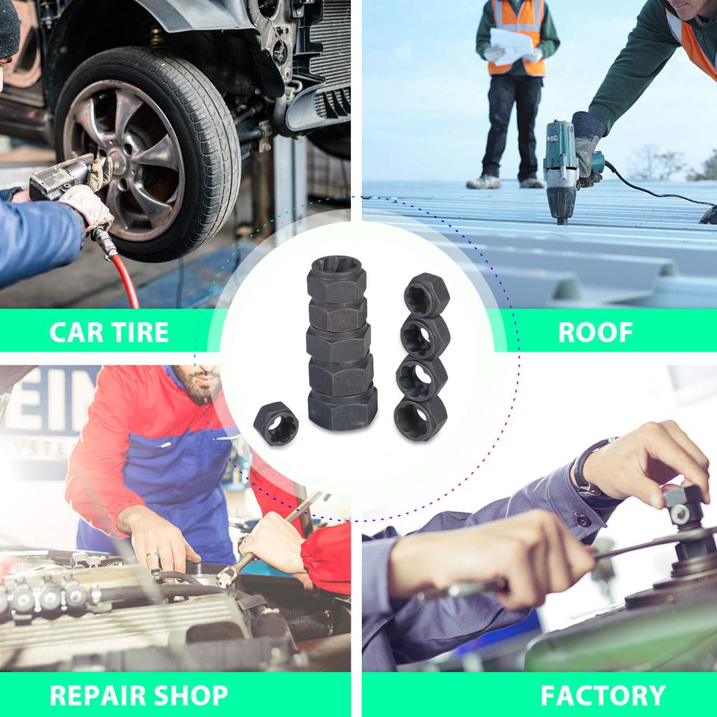 11Pcs Impact Bolt Nut Remover Set Nut Extractor Twist Socket 9-19MM Locking Wheel Metric