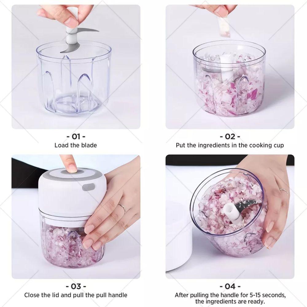 250mL Electric Food Chopper USB Rechargeable Ginger Crusher Chopping Vegetable