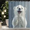 1pc Cartoon Cute Polar Bear Pattern Snowflake Winter Decorative Printed Shower Curtain, Decorative Printed Shower Curtain,